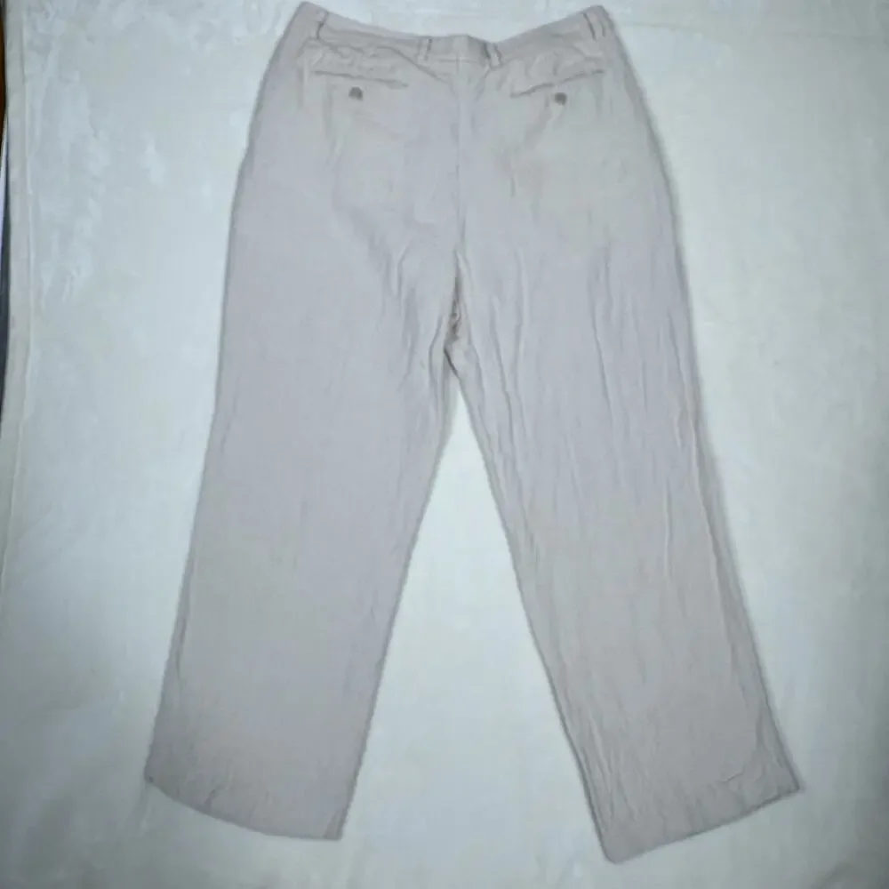 Tommy Bahama Mens Khaki Linen Silk Blend Pleated Pants Fits 34x27 Relaxed Fit